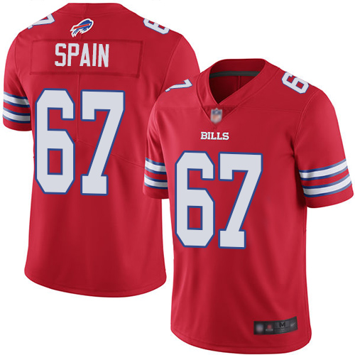 Men Buffalo Bills #67 Quinton Spain Limited Red Rush Vapor Untouchable NFL Jersey